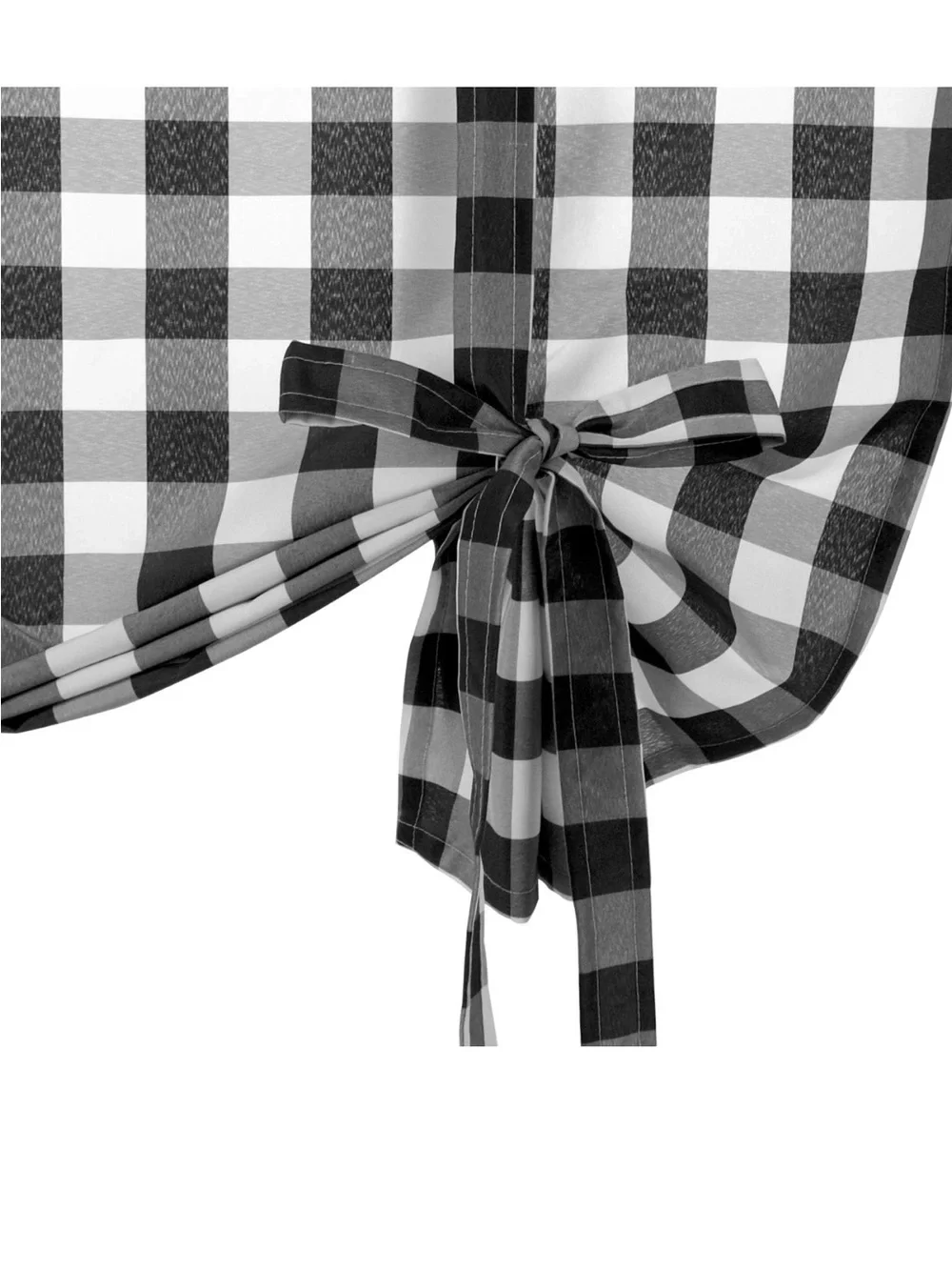 Black and White Buffalo Check Tie-Up Kitchen Curtain